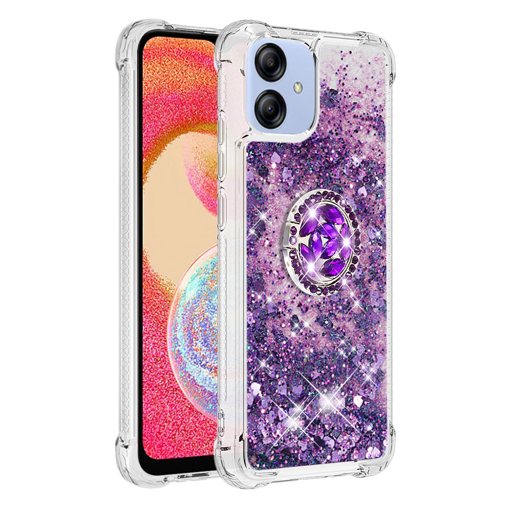 For Samsung Galaxy A04e 4G F04 4G M04 4G YB Quicksand Series-7 Liquid Quicksand TPU Phone Case Ring Kickstand Anti-drop Cover For Samsung Galaxy A04e 4G F04 4G M04 4G YB Quicksand Series-7 Liquid Quicksand TPU Phone Case Ring Kickstand Anti-drop Cover